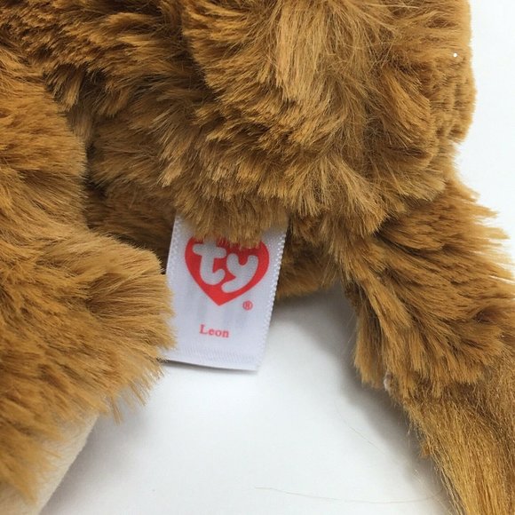 Ty Cuddlys Collection Plush Leon Lion Stuffed Animal 8" Brown Gritter Eyes New - Picture 9 of 12